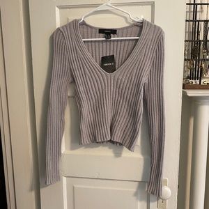 NWT Forever 21 Light Grey Fitted Sweater Top